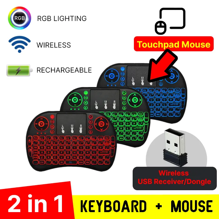 RII i8 RGB Backlit Mini Wireless Gaming Keyboard with Touchpad & Mouse Combo – Best Keyboard Price in Bangladesh